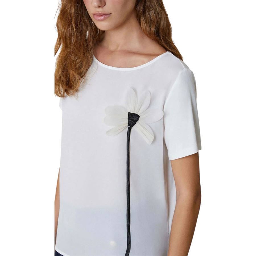 Onda T-shirt in jersey e crêpe de Chine Penny Black | 2511971033200002